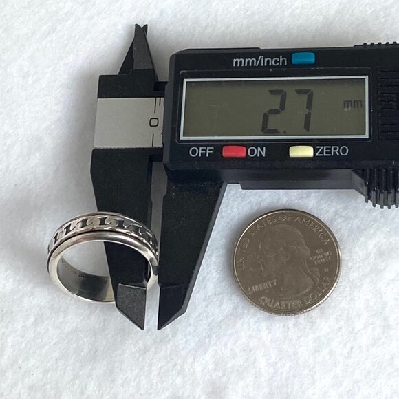 Sterling Silver 925 Mexico Curb Chain Pattern Spinner Band Ring Sz 9.5 - 9.75 - Picture 13 of 13